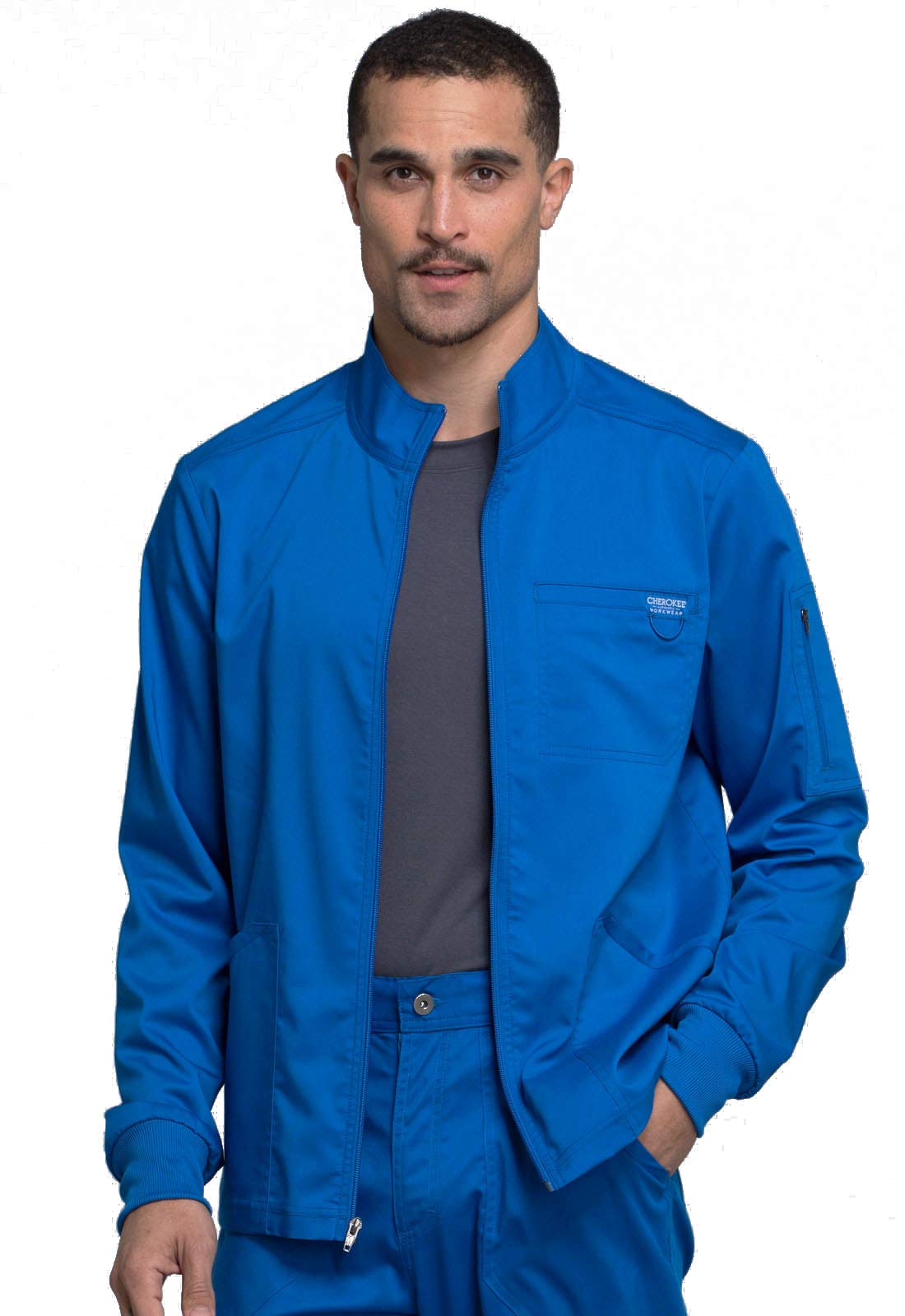 Cherokee Men Warm up Scrub Jacket with Zip Front WW320